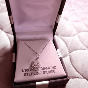 Diamond and sterling silver necklace